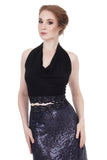 inky & navy signature halter - Poema Tango Clothes: handmade luxury clothing for Argentine tango