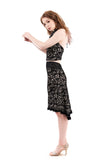 italian flocked mesh skirt - Poema Tango Clothes: handmade luxury clothing for Argentine tango