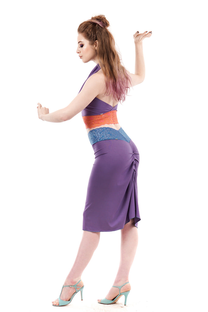 mermaid blues ruched skirt - Poema Tango Clothes: handmade luxury clothing for Argentine tango