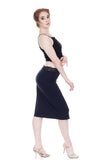 navy rib pencil skirt - Poema Tango Clothes: handmade luxury clothing for Argentine tango