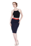 navy rib ribbon skirt - Poema Tango Clothes: handmade luxury clothing for Argentine tango