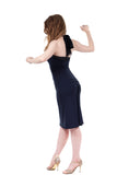 navy ruched halter tie dress - Poema Tango Clothes: handmade luxury clothing for Argentine tango