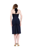 navy ruched halter tie dress - Poema Tango Clothes: handmade luxury clothing for Argentine tango