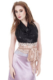 night spangle and blush lace wrap top - Poema Tango Clothes: handmade luxury clothing for Argentine tango