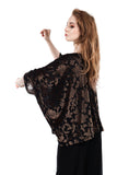 olive burnout velvet draped blouse - Poema Tango Clothes: handmade luxury clothing for Argentine tango