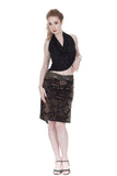 olive burnout velvet fluted skirt - Poema Tango Clothes: handmade luxury clothing for Argentine tango