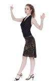 olive burnout velvet fluted skirt - Poema Tango Clothes: handmade luxury clothing for Argentine tango