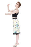 painted cornflower pencil skirt - Poema Tango Clothes: handmade luxury clothing for Argentine tango