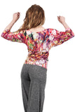 painted iris drape sleeve top - Poema Tango Clothes: handmade luxury clothing for Argentine tango