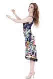 painted palms & dappled dark ruched tank dress - Poema Tango Clothes: handmade luxury clothing for Argentine tango