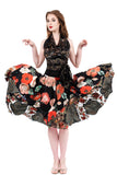 painted poppy circle skirt - Poema Tango Clothes: handmade luxury clothing for Argentine tango