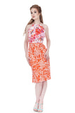 persimmon graphic and cherry blossom dress - Poema Tango Clothes: handmade luxury clothing for Argentine tango