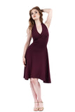 plum moire flared dress - Poema Tango Clothes: handmade luxury clothing for Argentine tango
