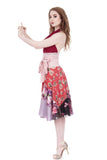 red chrysanthemum circle skirt - Poema Tango Clothes: handmade luxury clothing for Argentine tango