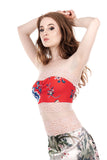 red porcelain & pink lace bandeau - Poema Tango Clothes: handmade luxury clothing for Argentine tango
