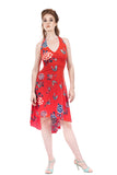 red porcelain halter dress - Poema Tango Clothes: handmade luxury clothing for Argentine tango