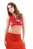 red porcelain tie-on top - Poema Tango Clothes: handmade luxury clothing for Argentine tango