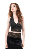 rich charcoal & french green lace ruched halter - Poema Tango Clothes: handmade luxury clothing for Argentine tango