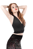 rich charcoal ruched halter - Poema Tango Clothes: handmade luxury clothing for Argentine tango