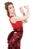 ruby moire wrap top - Poema Tango Clothes: handmade luxury clothing for Argentine tango