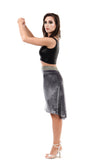 silver velvet fluted skirt - Poema Tango Clothes: handmade luxury clothing for Argentine tango