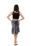 silver velvet fluted skirt - Poema Tango Clothes: handmade luxury clothing for Argentine tango