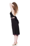 soft black fluted & embellished skirt - Poema Tango Clothes: handmade luxury clothing for Argentine tango