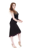 soft black fluted & embellished skirt - Poema Tango Clothes: handmade luxury clothing for Argentine tango