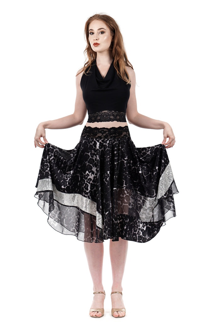storm leopard circle skirt - Poema Tango Clothes: handmade luxury clothing for Argentine tango