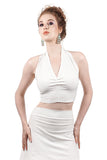 swan sport jersey halter top - Poema Tango Clothes: handmade luxury clothing for Argentine tango