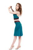 sweetrose and cerulean fluted skirt - Poema Tango Clothes: handmade luxury clothing for Argentine tango