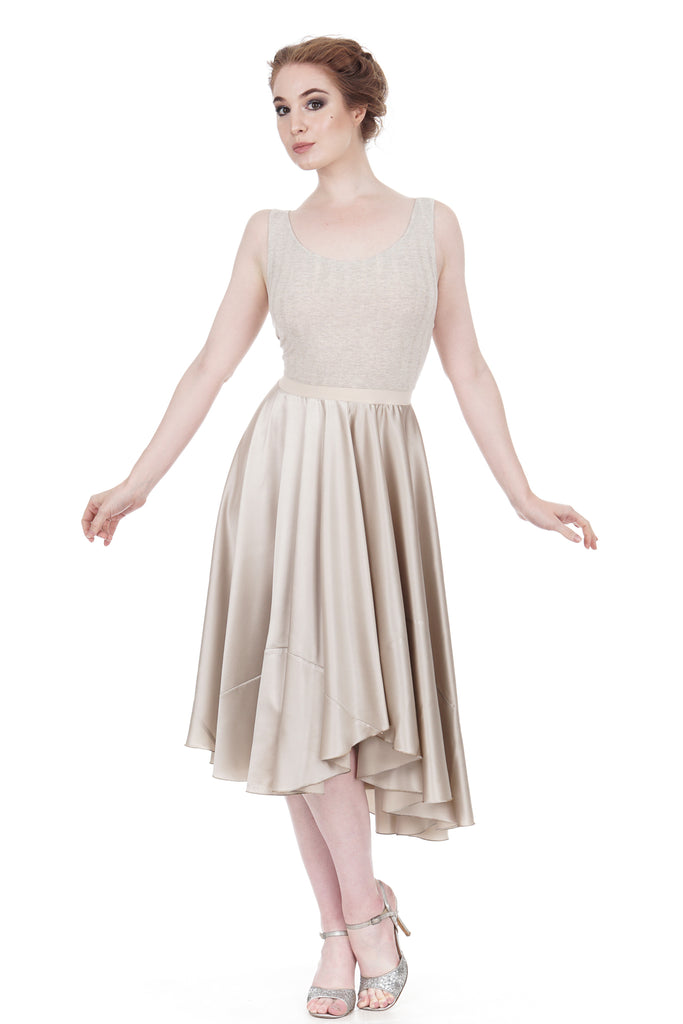 the ballet dress in prosecco silk & seashell - Poema Tango Clothes: handmade luxury clothing for Argentine tango