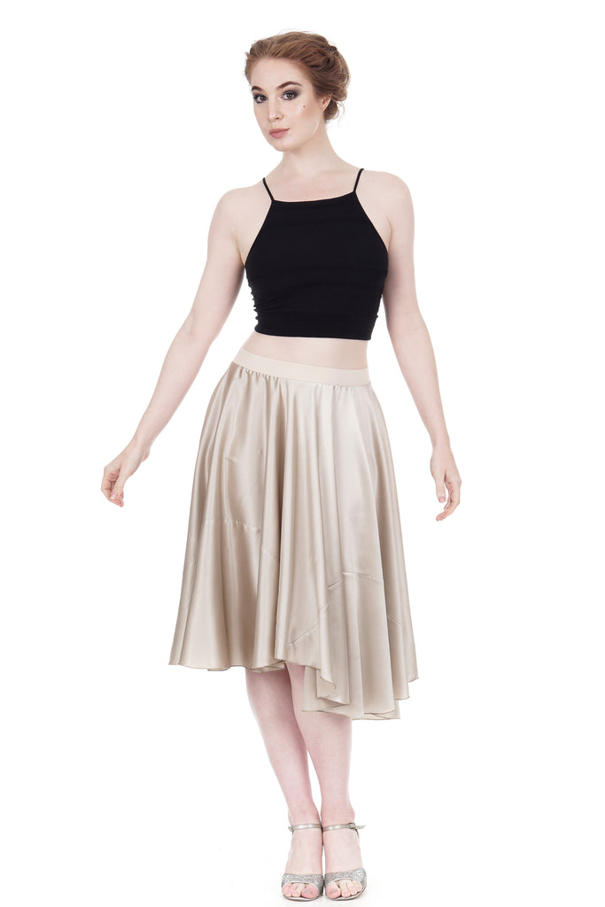 the ballet skirt in prosecco silk - Poema Tango Clothes: handmade luxury clothing for Argentine tango