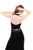 the signature halter in black chalk - Poema Tango Clothes: handmade luxury clothing for Argentine tango