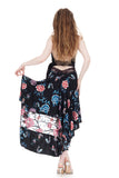the signature skirt in black porcelain and embroidered mesh - Poema Tango Clothes: handmade luxury clothing for Argentine tango