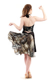 the signature skirt in black rust and silk feathers - Poema Tango Clothes: handmade luxury clothing for Argentine tango