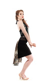 the signature skirt in black rust and silk feathers - Poema Tango Clothes: handmade luxury clothing for Argentine tango