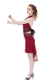 the signature skirt in cabernet and soft poppy silk - Poema Tango Clothes: handmade luxury clothing for Argentine tango