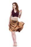the signature skirt in caramel gold silk - Poema Tango Clothes: handmade luxury clothing for Argentine tango