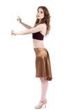 the signature skirt in caramel gold silk - Poema Tango Clothes: handmade luxury clothing for Argentine tango