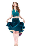 the signature skirt in cerulean & stripes - Poema Tango Clothes: handmade luxury clothing for Argentine tango