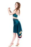 the signature skirt in cerulean & stripes - Poema Tango Clothes: handmade luxury clothing for Argentine tango
