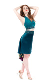 the signature skirt in cerulean & stripes - Poema Tango Clothes: handmade luxury clothing for Argentine tango