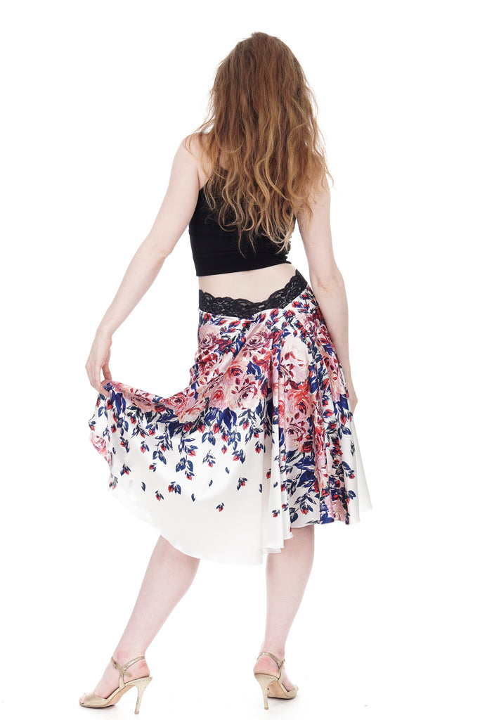 the signature skirt in draped roses  - Poema Tango Clothes: handmade luxury clothing for Argentine tango