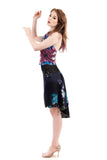 the signature skirt in midnight garden - Poema Tango Clothes: handmade luxury clothing for Argentine tango