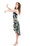 the signature skirt in pierdot carnation and glitter tulips - Poema Tango Clothes: handmade luxury clothing for Argentine tango