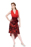 the signature skirt in red blown roses - Poema Tango Clothes: handmade luxury clothing for Argentine tango