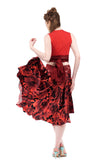 the signature skirt in red blown roses - Poema Tango Clothes: handmade luxury clothing for Argentine tango