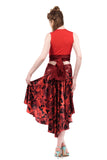 the signature skirt in red blown roses - Poema Tango Clothes: handmade luxury clothing for Argentine tango