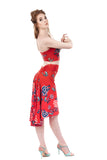 the signature skirt in red porcelain - Poema Tango Clothes: handmade luxury clothing for Argentine tango